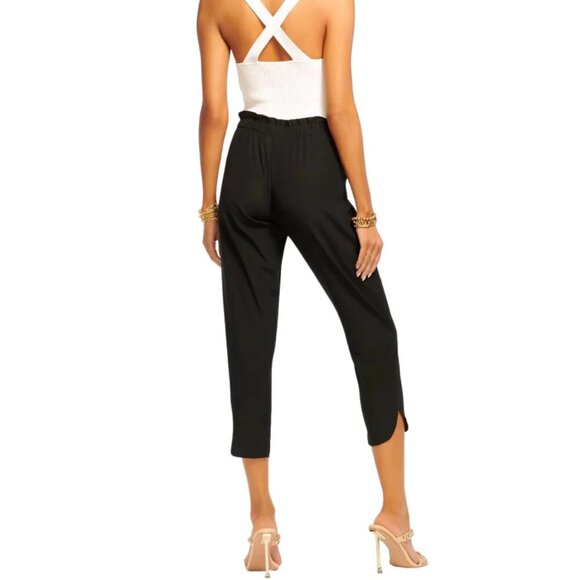 Ramy Brook Allyn Black Silk Paperbag Waist Cropped Pants - Picture 2 of 8